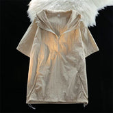 Half-Zip Short-Sleeve Shorts Two-Piece Set